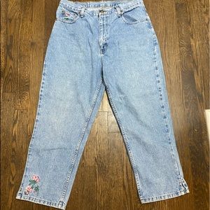 Women’s Bugle Boy jeans w/ rose design